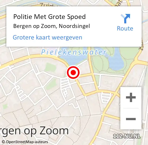 Locatie op kaart van de 112 melding: Politie Met Grote Spoed Naar Bergen op Zoom, Noordsingel op 17 april 2024 17:35