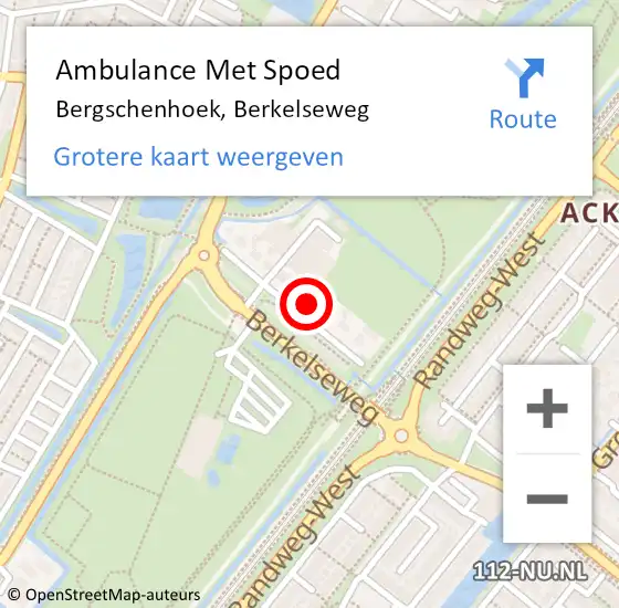 Locatie op kaart van de 112 melding: Ambulance Met Spoed Naar Bergschenhoek, Berkelseweg op 17 april 2024 17:37