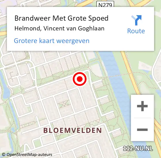 Locatie op kaart van de 112 melding: Brandweer Met Grote Spoed Naar Helmond, Vincent van Goghlaan op 17 april 2024 17:46