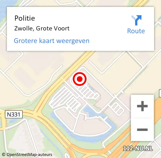 Locatie op kaart van de 112 melding: Politie Zwolle, Grote Voort op 17 april 2024 18:02