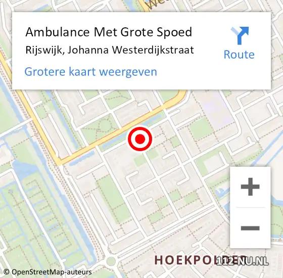 Locatie op kaart van de 112 melding: Ambulance Met Grote Spoed Naar Rijswijk, Johanna Westerdijkstraat op 17 april 2024 18:11