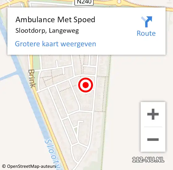 Locatie op kaart van de 112 melding: Ambulance Met Spoed Naar Slootdorp, Langeweg op 17 april 2024 18:14