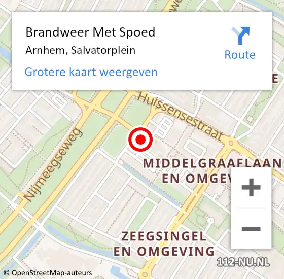 Locatie op kaart van de 112 melding: Brandweer Met Spoed Naar Arnhem, Salvatorplein op 17 april 2024 18:33
