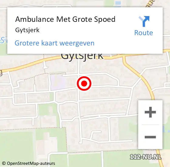 Locatie op kaart van de 112 melding: Ambulance Met Grote Spoed Naar Gytsjerk op 17 april 2024 18:39