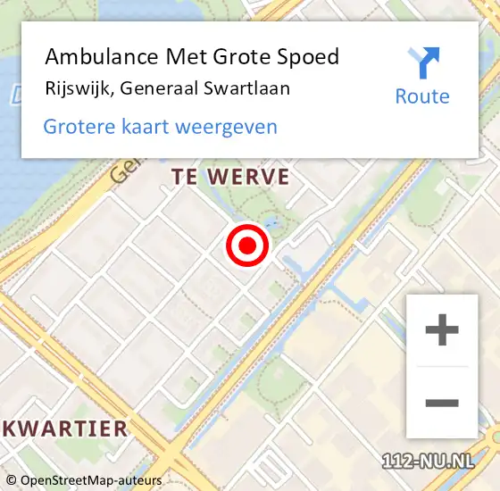 Locatie op kaart van de 112 melding: Ambulance Met Grote Spoed Naar Rijswijk, Generaal Swartlaan op 17 april 2024 18:39