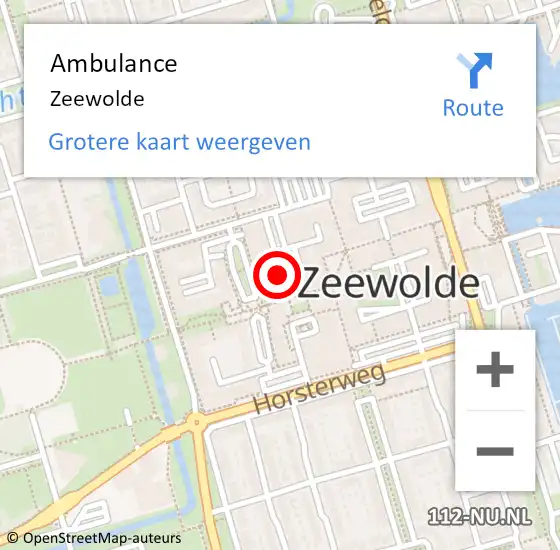 Locatie op kaart van de 112 melding: Ambulance Zeewolde op 17 april 2024 18:52