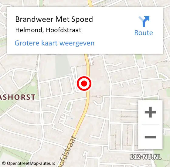 Locatie op kaart van de 112 melding: Brandweer Met Spoed Naar Helmond, Hoofdstraat op 17 april 2024 18:56