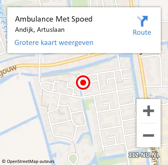 Locatie op kaart van de 112 melding: Ambulance Met Spoed Naar Andijk, Artuslaan op 17 april 2024 18:59