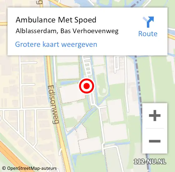 Locatie op kaart van de 112 melding: Ambulance Met Spoed Naar Alblasserdam, Bas Verhoevenweg op 17 april 2024 19:09