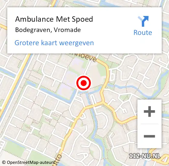 Locatie op kaart van de 112 melding: Ambulance Met Spoed Naar Bodegraven, Vromade op 17 april 2024 19:22