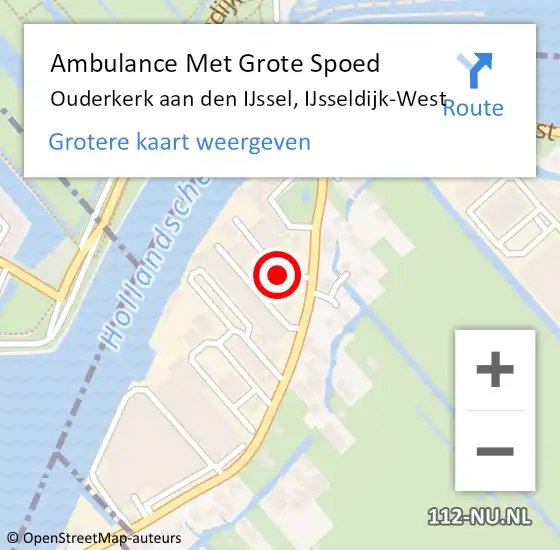 Locatie op kaart van de 112 melding: Ambulance Met Grote Spoed Naar Ouderkerk aan den IJssel, IJsseldijk-West op 17 april 2024 19:42