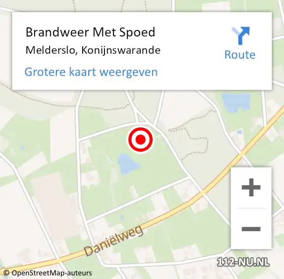 Locatie op kaart van de 112 melding: Brandweer Met Spoed Naar Melderslo, Konijnswarande op 17 april 2024 20:02
