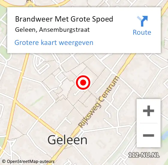 Locatie op kaart van de 112 melding: Brandweer Met Grote Spoed Naar Geleen, Ansemburgstraat op 17 april 2024 20:06