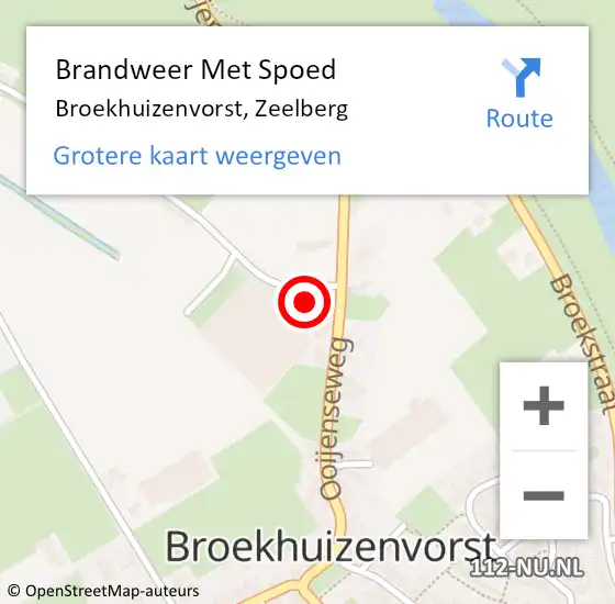Locatie op kaart van de 112 melding: Brandweer Met Spoed Naar Broekhuizenvorst, Zeelberg op 17 april 2024 20:15