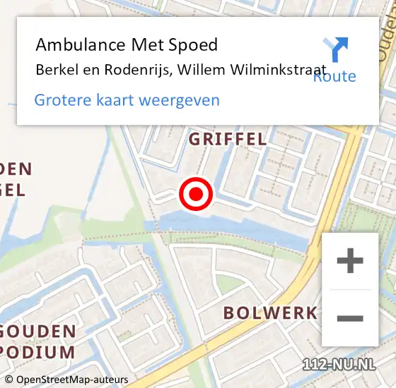 Locatie op kaart van de 112 melding: Ambulance Met Spoed Naar Berkel en Rodenrijs, Willem Wilminkstraat op 17 april 2024 20:16