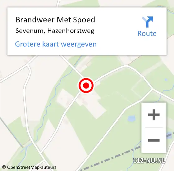 Locatie op kaart van de 112 melding: Brandweer Met Spoed Naar Sevenum, Hazenhorstweg op 17 april 2024 20:17