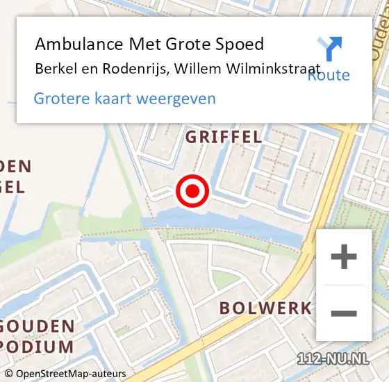 Locatie op kaart van de 112 melding: Ambulance Met Grote Spoed Naar Berkel en Rodenrijs, Willem Wilminkstraat op 17 april 2024 20:22
