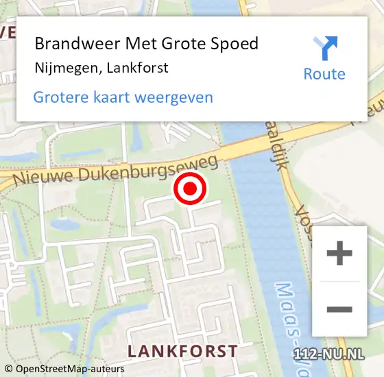 Locatie op kaart van de 112 melding: Brandweer Met Grote Spoed Naar Nijmegen, Lankforst op 17 april 2024 20:28