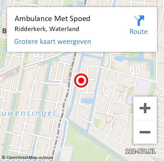 Locatie op kaart van de 112 melding: Ambulance Met Spoed Naar Ridderkerk, Waterland op 17 april 2024 20:29