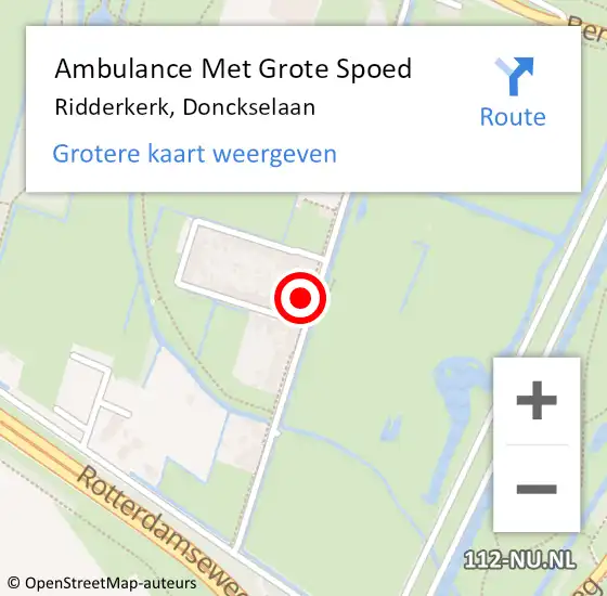 Locatie op kaart van de 112 melding: Ambulance Met Grote Spoed Naar Ridderkerk, Donckselaan op 17 april 2024 20:37