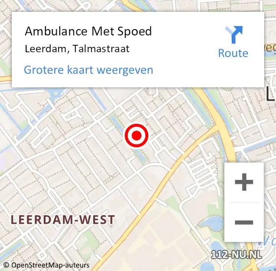 Locatie op kaart van de 112 melding: Ambulance Met Spoed Naar Leerdam, Talmastraat op 17 april 2024 20:38