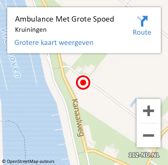 Locatie op kaart van de 112 melding: Ambulance Met Grote Spoed Naar Kruiningen op 17 april 2024 20:40