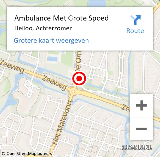 Locatie op kaart van de 112 melding: Ambulance Met Grote Spoed Naar Heiloo, Achterzomer op 17 april 2024 20:43