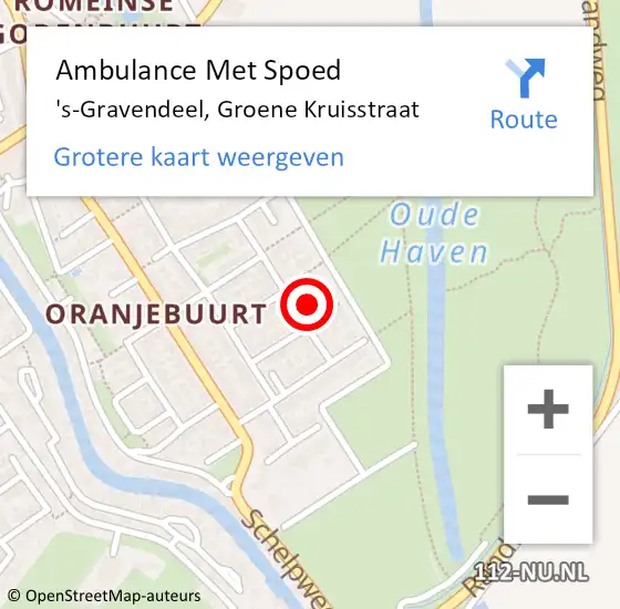 Locatie op kaart van de 112 melding: Ambulance Met Spoed Naar 's-Gravendeel, Groene Kruisstraat op 17 april 2024 20:56