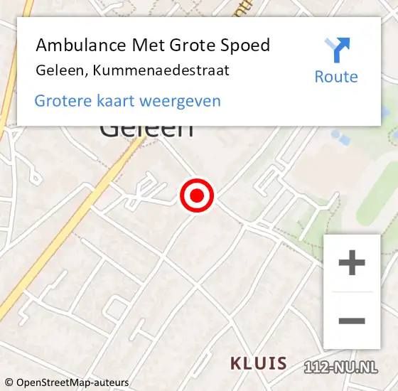 Locatie op kaart van de 112 melding: Ambulance Met Grote Spoed Naar Geleen, Kummenaedestraat op 17 april 2024 20:59