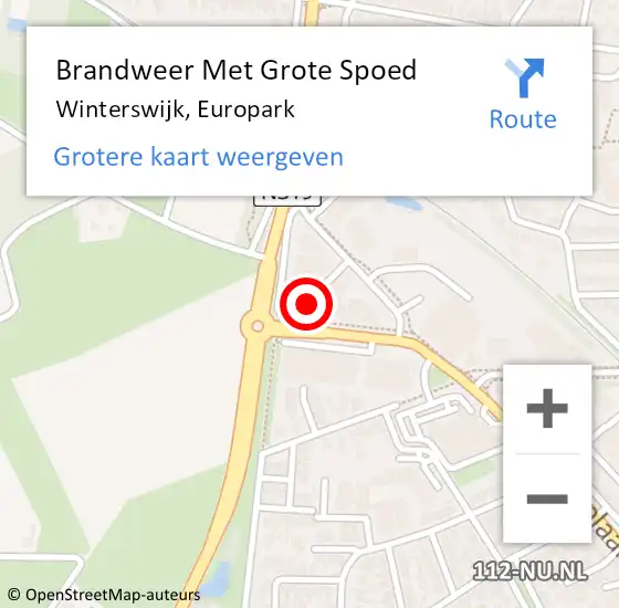 Locatie op kaart van de 112 melding: Brandweer Met Grote Spoed Naar Winterswijk, Europark op 17 april 2024 21:11