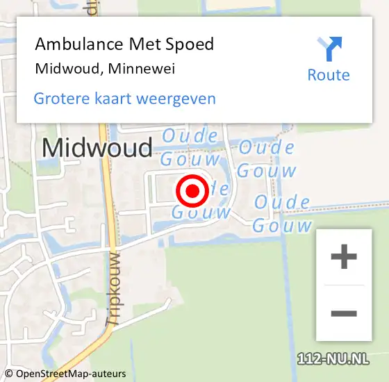 Locatie op kaart van de 112 melding: Ambulance Met Spoed Naar Midwoud, Minnewei op 17 april 2024 21:26