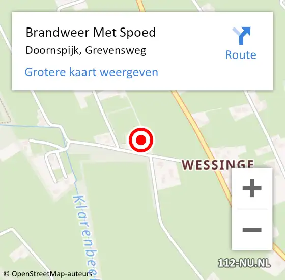 Locatie op kaart van de 112 melding: Brandweer Met Spoed Naar Doornspijk, Grevensweg op 17 april 2024 21:28