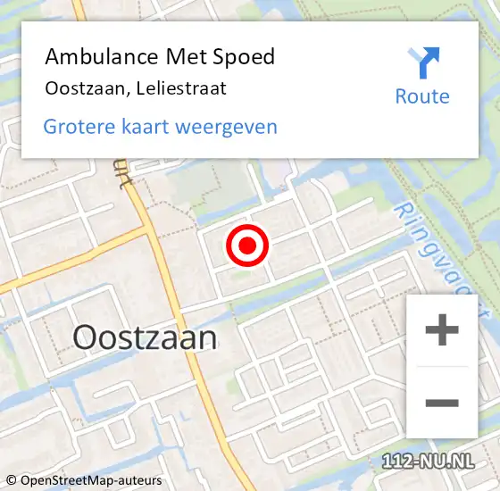 Locatie op kaart van de 112 melding: Ambulance Met Spoed Naar Oostzaan, Leliestraat op 17 april 2024 21:30