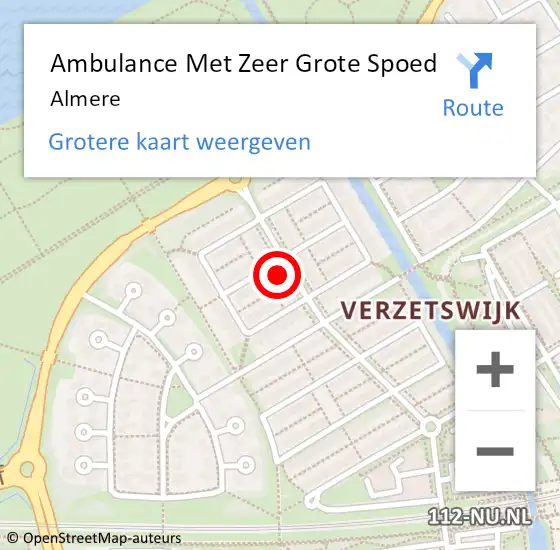 Locatie op kaart van de 112 melding: Ambulance Met Zeer Grote Spoed Naar Almere op 17 april 2024 21:53