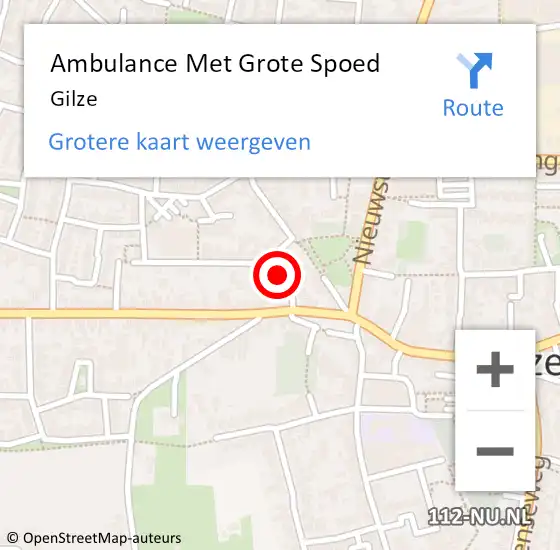 Locatie op kaart van de 112 melding: Ambulance Met Grote Spoed Naar Gilze op 17 april 2024 22:06