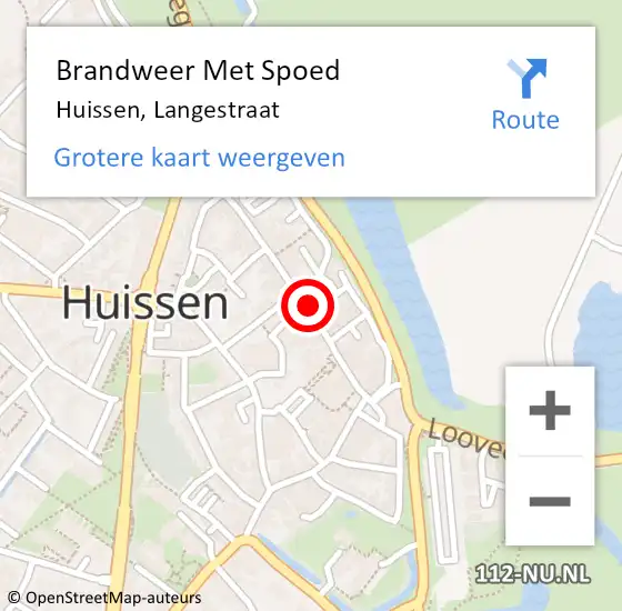 Locatie op kaart van de 112 melding: Brandweer Met Spoed Naar Huissen, Langestraat op 17 april 2024 22:30