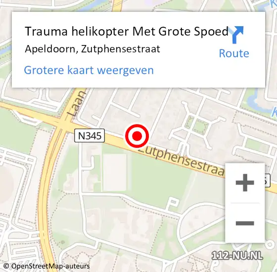 Locatie op kaart van de 112 melding: Trauma helikopter Met Grote Spoed Naar Apeldoorn, Zutphensestraat op 17 april 2024 22:35