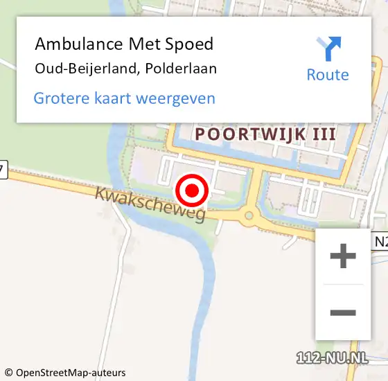 Locatie op kaart van de 112 melding: Ambulance Met Spoed Naar Oud-Beijerland, Polderlaan op 17 april 2024 22:41