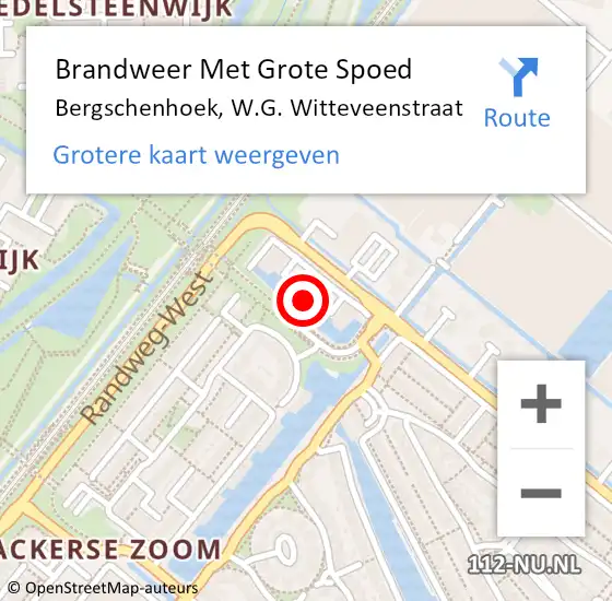Locatie op kaart van de 112 melding: Brandweer Met Grote Spoed Naar Bergschenhoek, W.G. Witteveenstraat op 17 april 2024 22:51