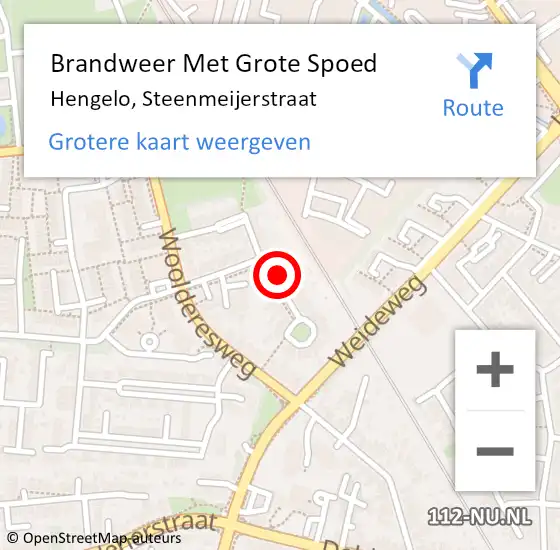 Locatie op kaart van de 112 melding: Brandweer Met Grote Spoed Naar Hengelo, Steenmeijerstraat op 17 april 2024 22:55