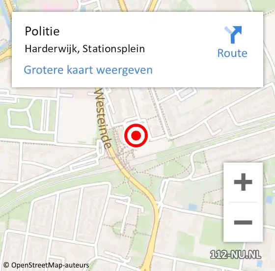Locatie op kaart van de 112 melding: Politie Harderwijk, Stationsplein op 17 april 2024 23:02