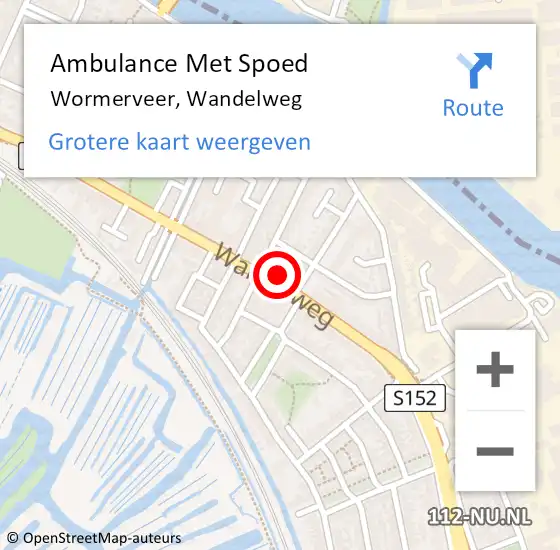 Locatie op kaart van de 112 melding: Ambulance Met Spoed Naar Wormerveer, Wandelweg op 17 april 2024 23:03