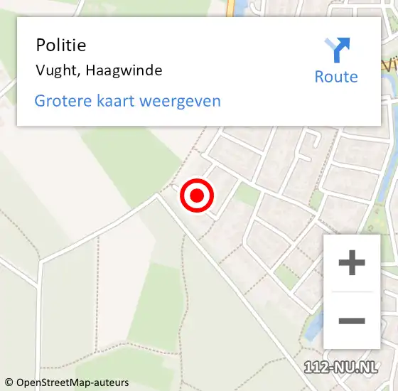 Locatie op kaart van de 112 melding: Politie Vught, Haagwinde op 17 april 2024 23:03