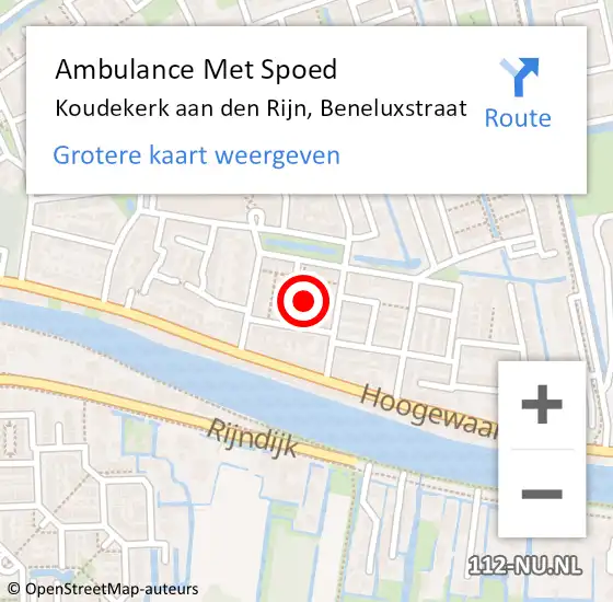 Locatie op kaart van de 112 melding: Ambulance Met Spoed Naar Koudekerk aan den Rijn, Beneluxstraat op 17 april 2024 23:04