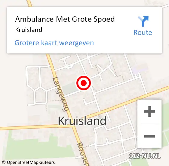 Locatie op kaart van de 112 melding: Ambulance Met Grote Spoed Naar Kruisland op 17 april 2024 23:12