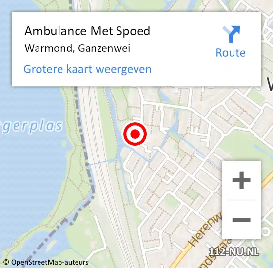 Locatie op kaart van de 112 melding: Ambulance Met Spoed Naar Warmond, Ganzenwei op 17 april 2024 23:14