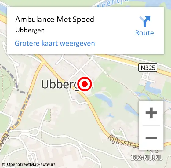 Locatie op kaart van de 112 melding: Ambulance Met Spoed Naar Ubbergen op 17 april 2024 23:18