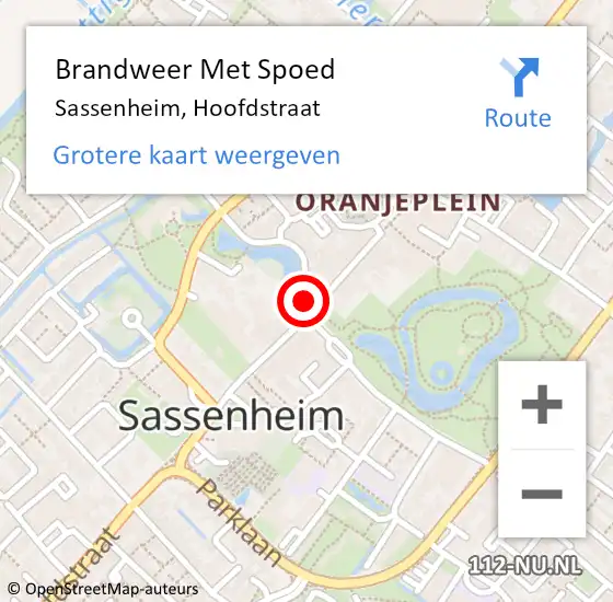 Locatie op kaart van de 112 melding: Brandweer Met Spoed Naar Sassenheim, Hoofdstraat op 17 april 2024 23:20