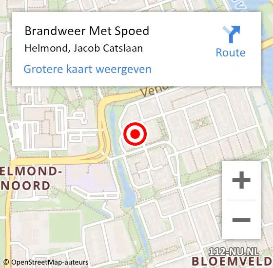 Locatie op kaart van de 112 melding: Brandweer Met Spoed Naar Helmond, Jacob Catslaan op 17 april 2024 23:43