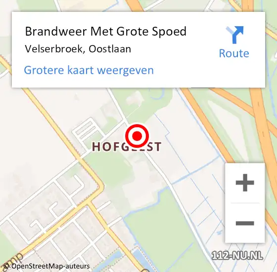 Locatie op kaart van de 112 melding: Brandweer Met Grote Spoed Naar Velserbroek, Oostlaan op 18 april 2024 00:16